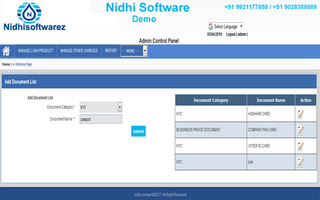 nidhi software feature